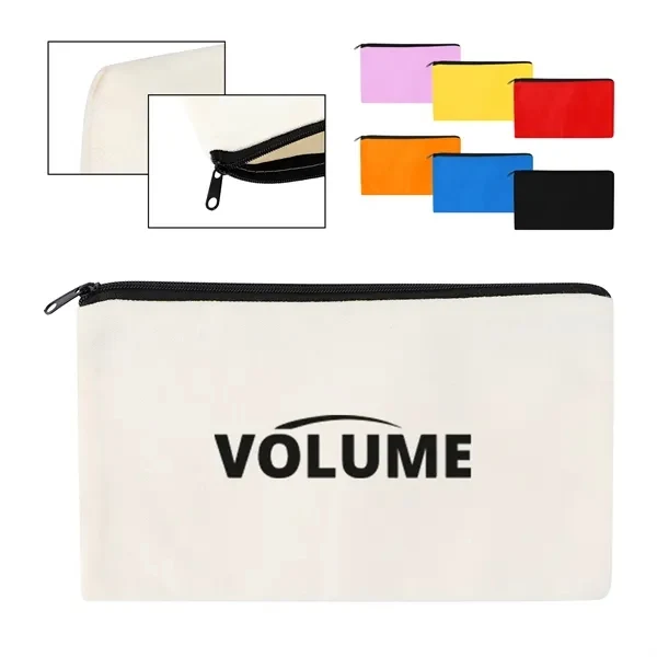 Custom Canvas Zippered Cosmetic Pouch 8.3x3.5 — Full-Color Travel Item 1