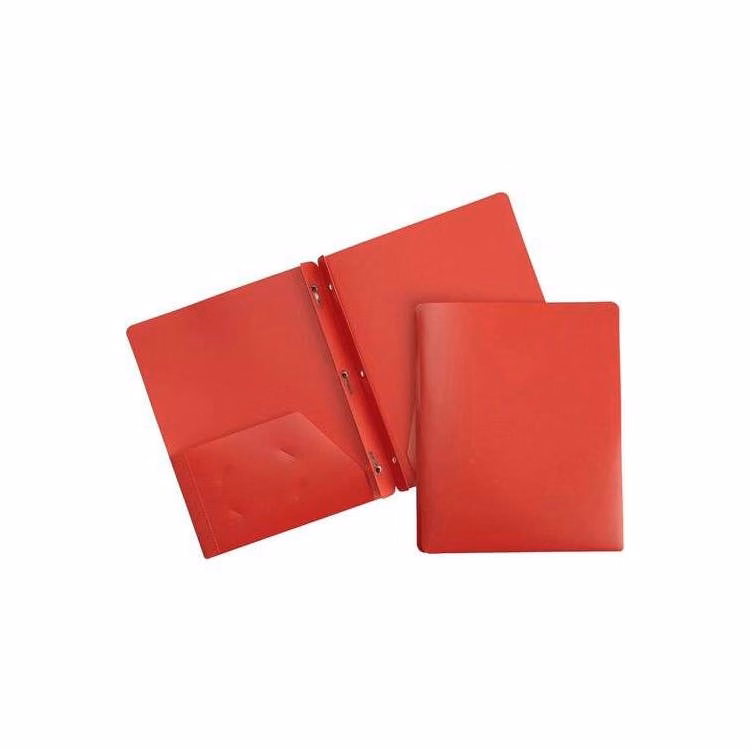 2 Pocket Poly Folders - 3 Prong Red