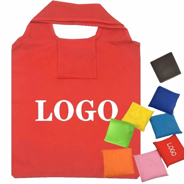 Reusable 190T Polyester Foldable Grocery Tote with Pouch