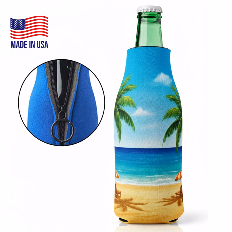 USA Made Sublimation Zipper Bottle Coolies