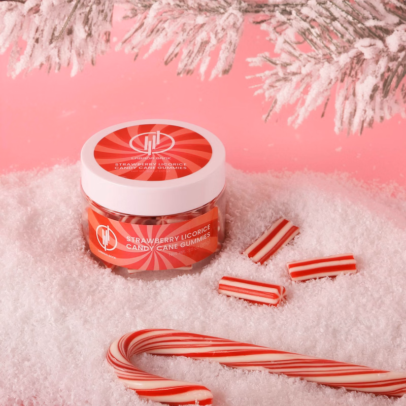 Strawberry Licorice Candy Cane Gummies: Small Jar