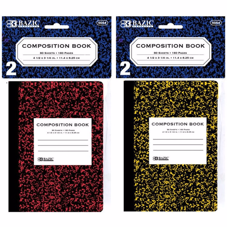 Mini Marbled Composition Books - 5 Colors 2 Pack 80 Sheets