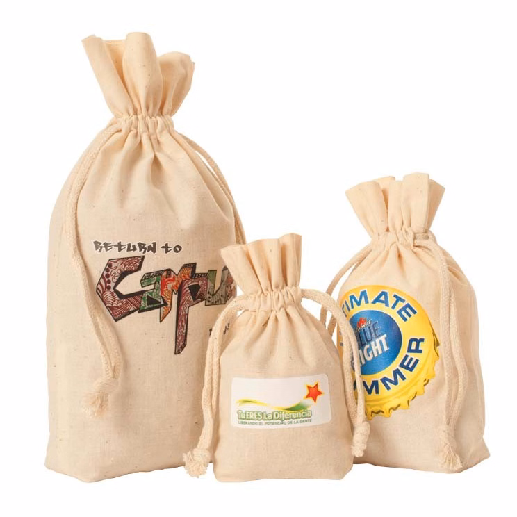 Weedy 100% Gusseted Natural Cotton Drawstring Bag 3.5x1x5.5"