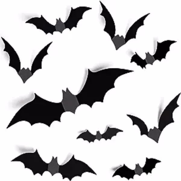 Custom PVC 3D Bat Wall Stickers Assorted Sizes — Seasonal Halloween Event Decor