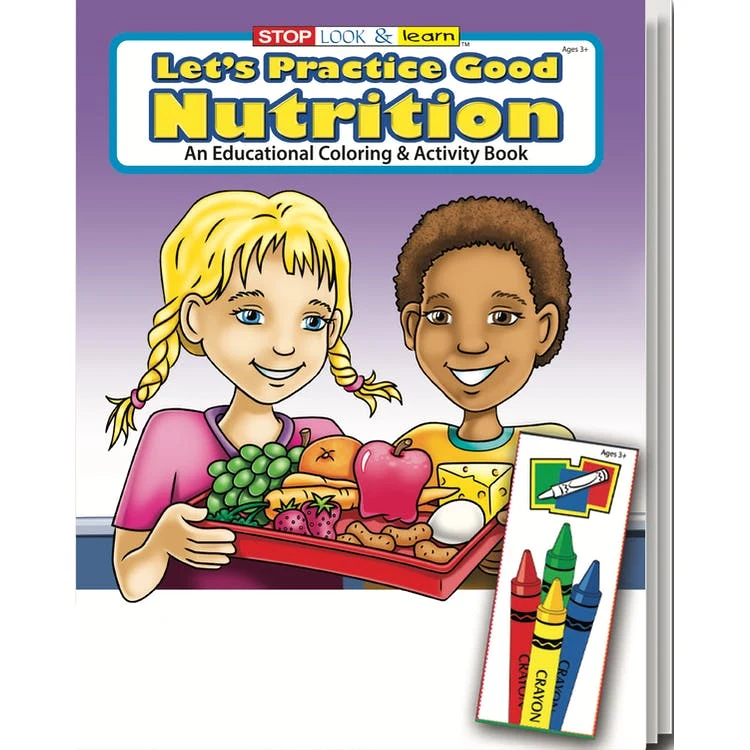 Let's Practice Good Nutrition Coloring Book Sets - 4 Pack Crayons Ages 3-11 1