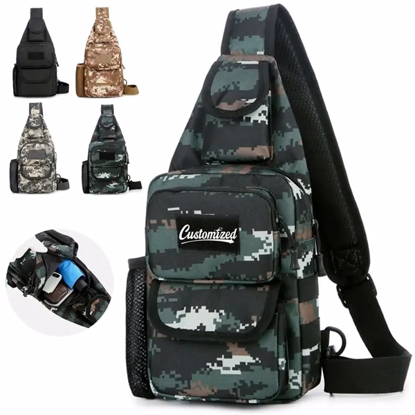 Custom Camouflage Tactical Sling Bag with Patch Area — Outdoor Travel & Gear