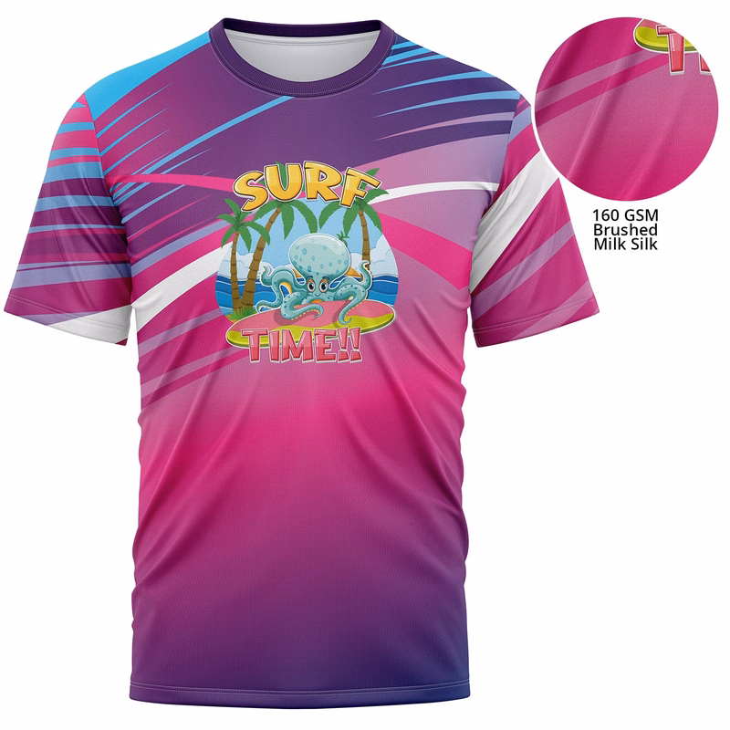 Youth 160 GSM Brushed Milk Silk Sublimation Short Sleeve T-shirt