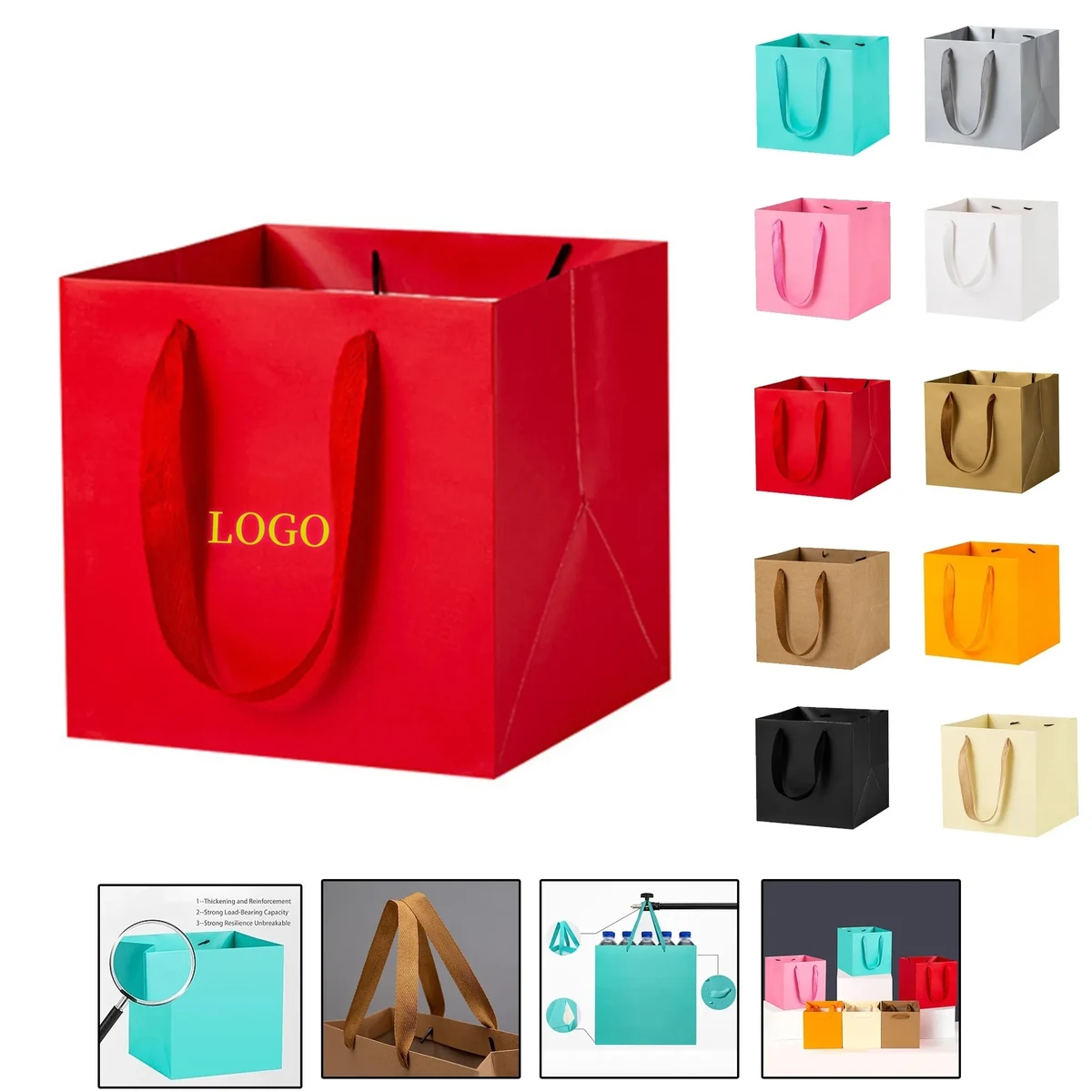 Vibrant Square Paper Gift Bags for Presents With Handles 1