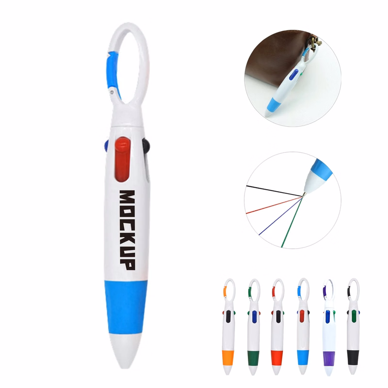 4 Colosr Pen with Clasp MOQ 100 PCS