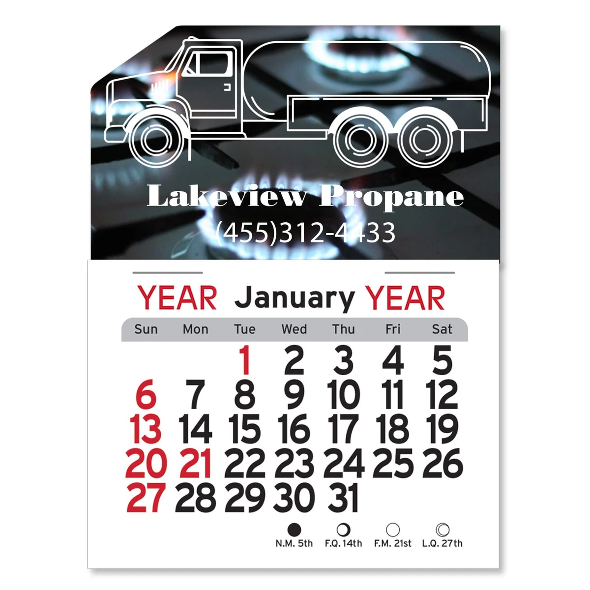 Adhesive Peel-N-Stick® Calendar - Propane Truck 1
