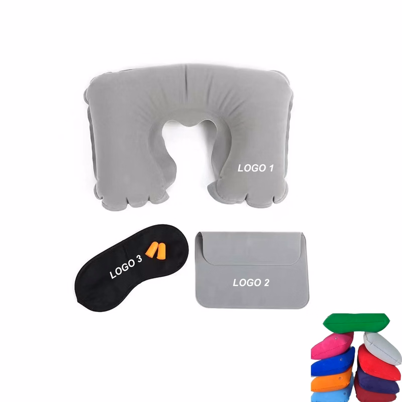 Inflatable Pillow U-Shaped with Eye Mask Earplug