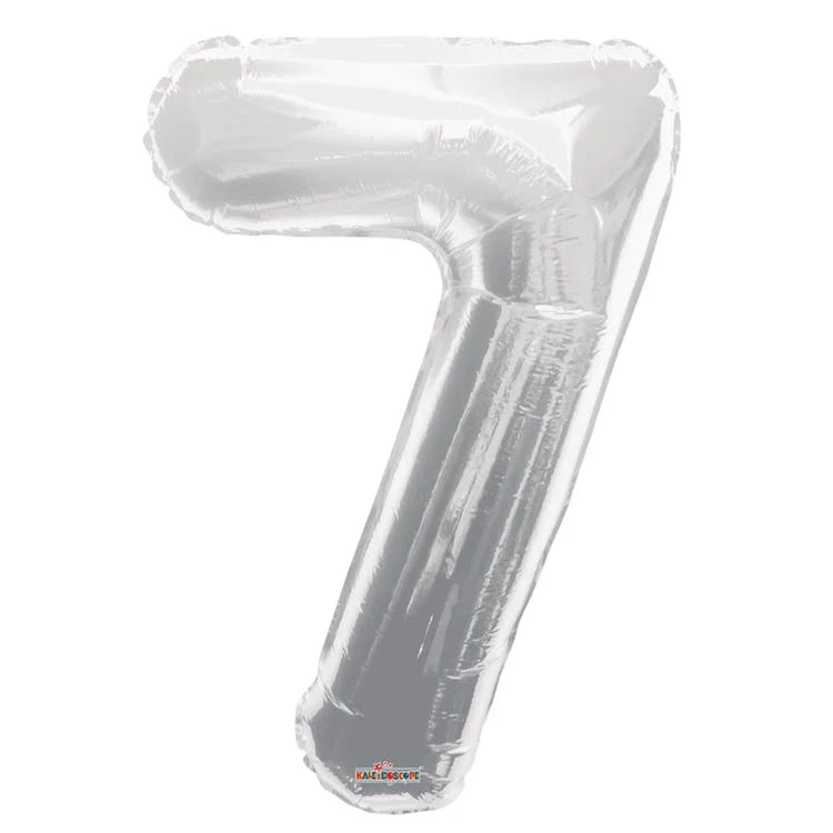 Mylar Number 7 Balloons - Silver 34" 1