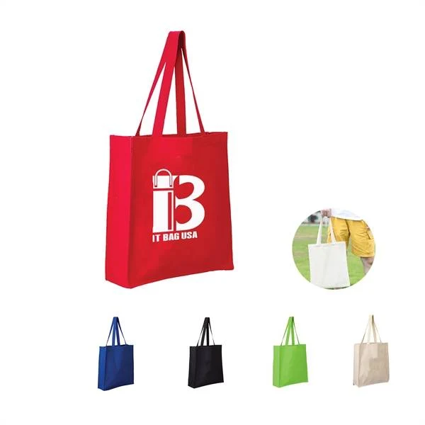Foldable Cotton Canvas Grocery Tote Bag, custom tote bag with logo imprint 1