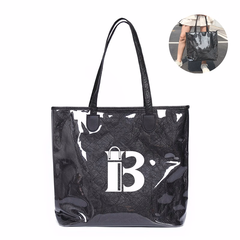 Clear waterproof big capacity pvc tyvek kraft paper tote bag