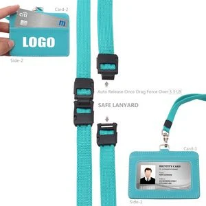 RFID Blocking PU Leather Card Holder with Lanyard 1