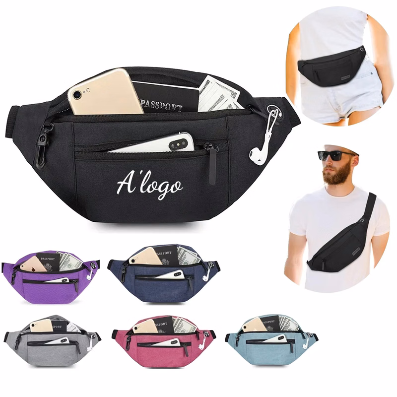 Adjustable Belt Crossbody Fanny Pack with 4-Zipper Pockets