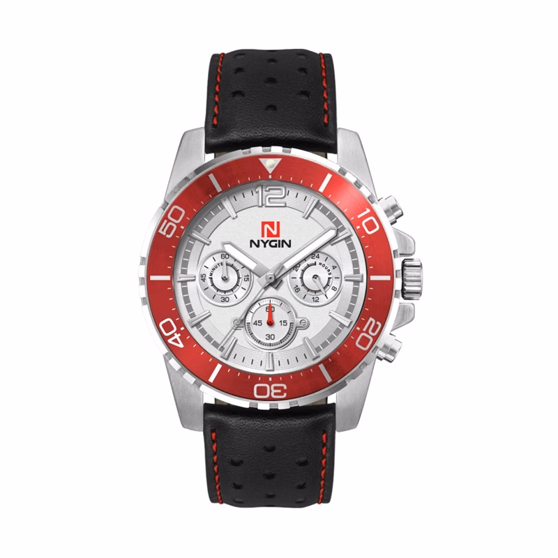 44MM, SILVER METAL CASE, RD BEZEL, CHRONO MVT