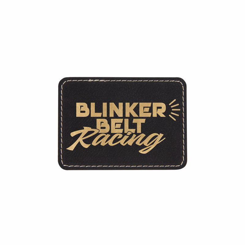 3" x 2" Black/Gold Leatherette Rectangular Patch with Adhesive