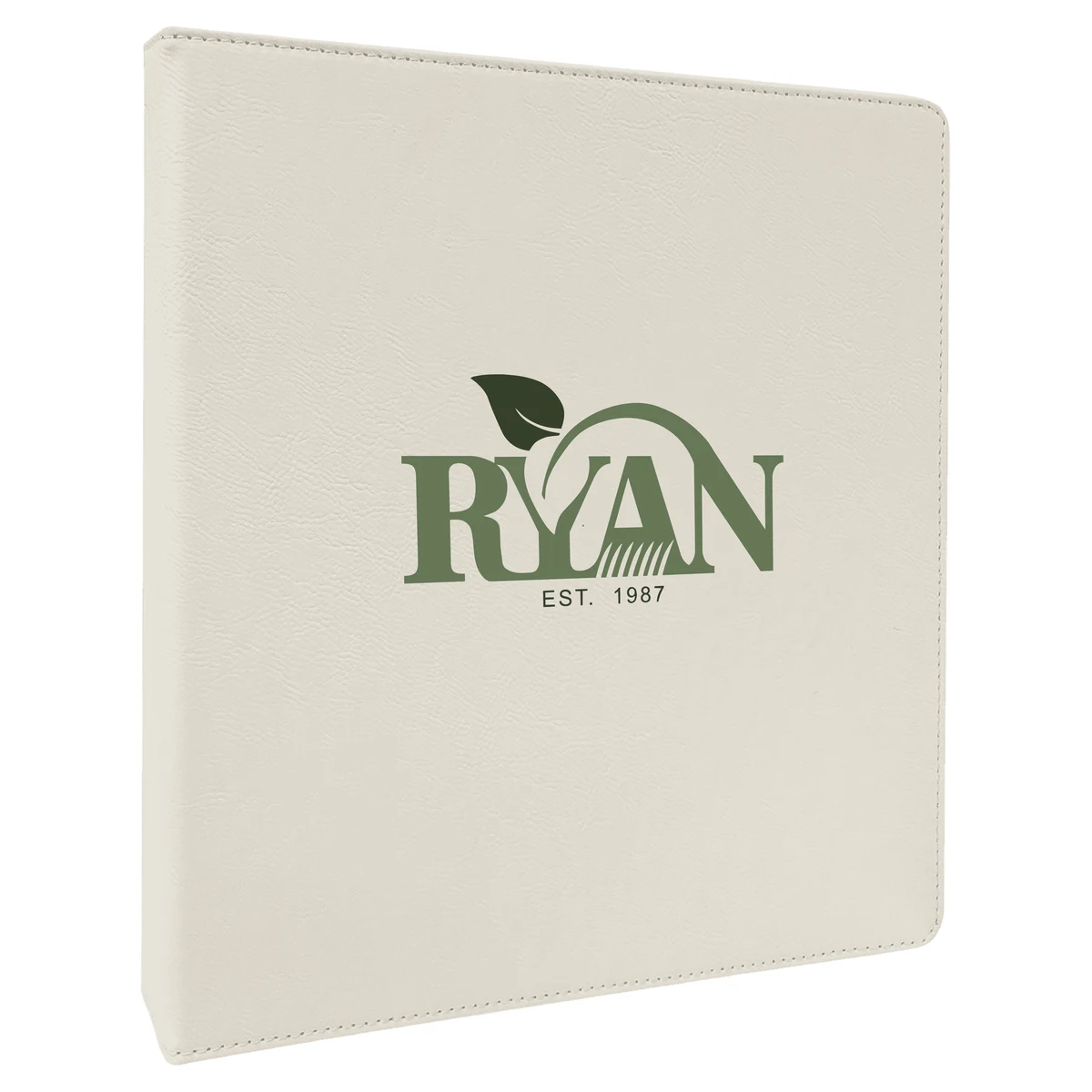 10 " x 11" White Leatherette 3-Ring Binder w/ 1" Slant D-Rings 1
