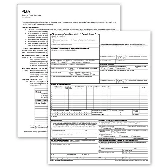 ADA Insurance Claim Forms, Laser Sheet 1
