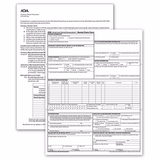 ADA Insurance Claim Forms, Laser Sheet