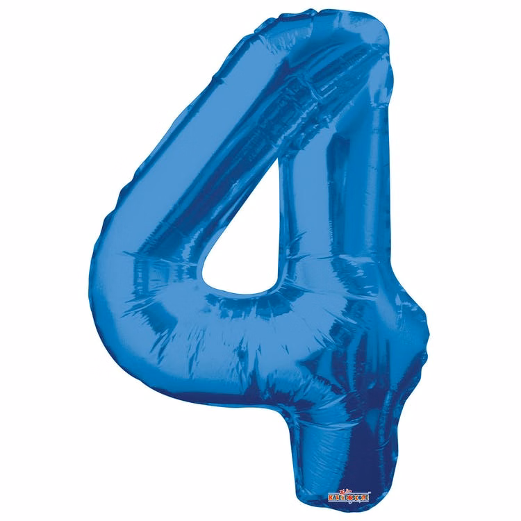 Mylar Number 4 Balloons - Blue 34"