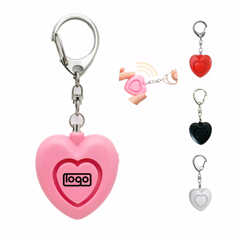 Heart-Shaped Safety Alarm Keychain With LED Light