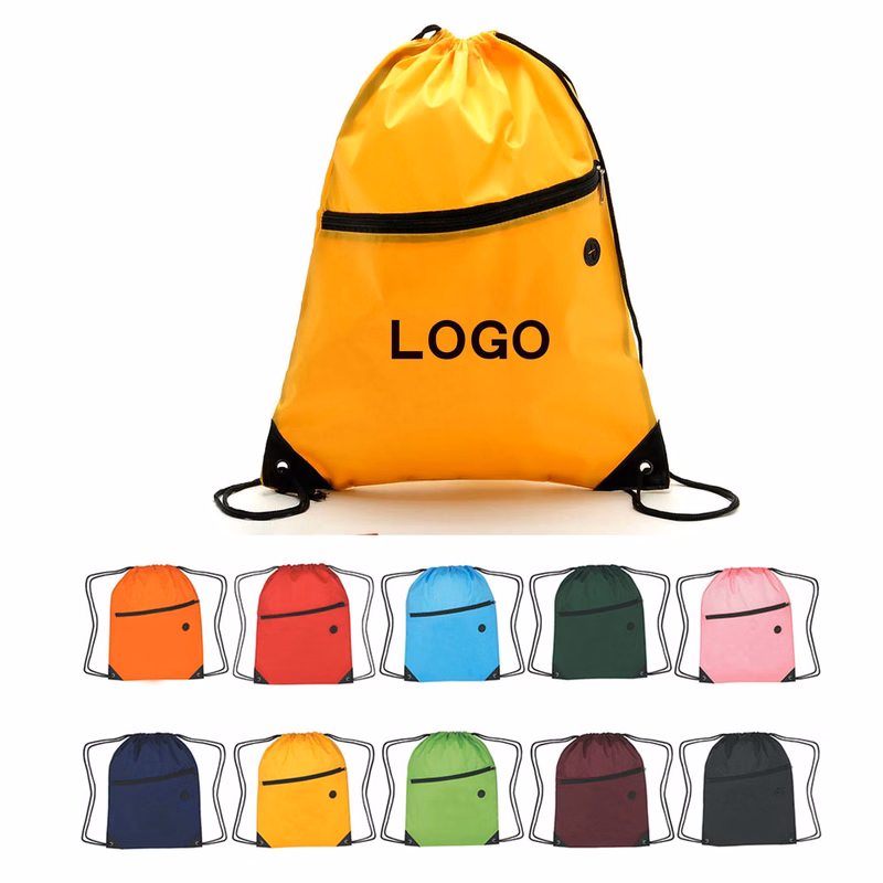 Sports Drawstring Backpack With Front Zipper