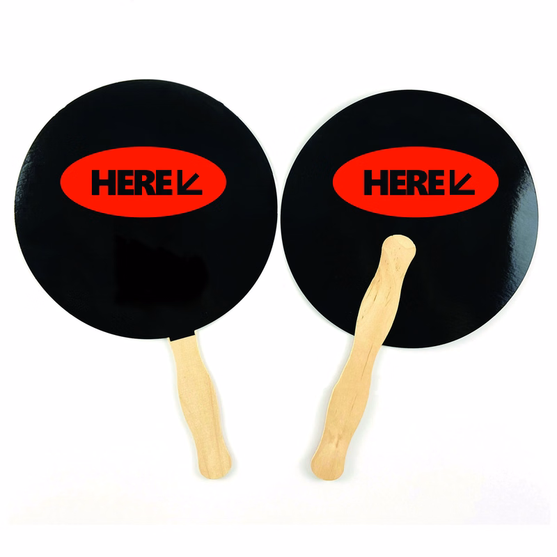 Stylish Paper Fan With Wooden Handle Full Color