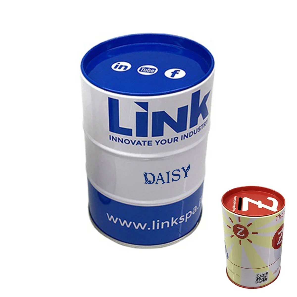 Round Metal Coin Can Tinplate Piggy Bank 1