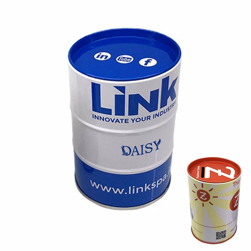 Round Metal Coin Can Tinplate Piggy Bank
