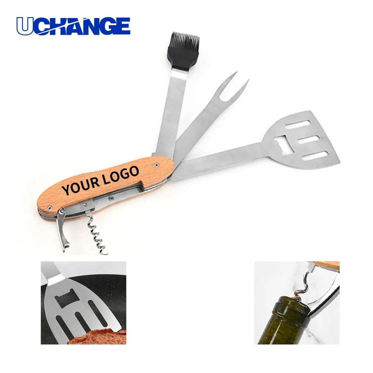 Compact BBQ Multi Tool with Spatula Fork Opener and Brush 1