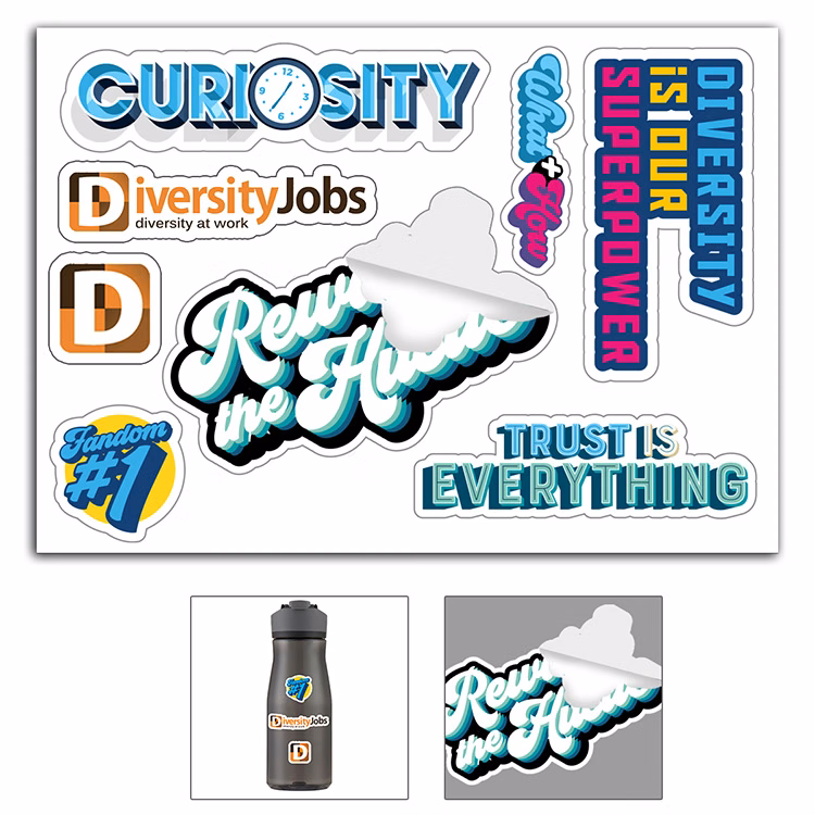"CUSTOMCUT" 5" x 7" Full Color Removeable Kiss-Cut Sticker Sheet – 6 Mil