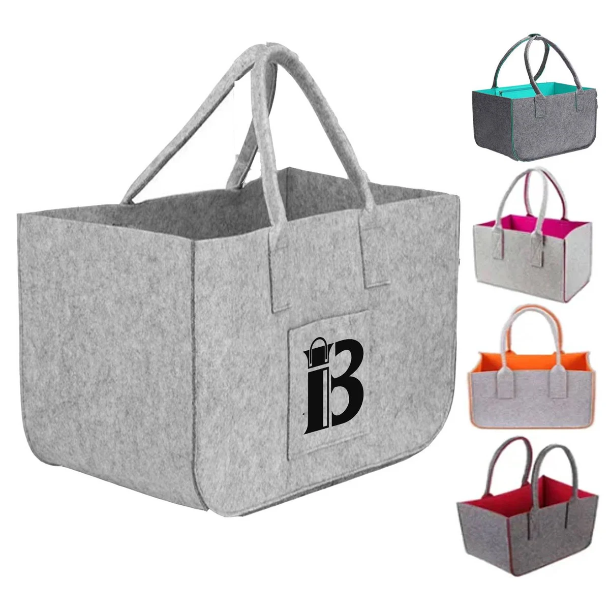 Foldable Felt Shopping Tote Bag, custom tote bag with logo imprint 1