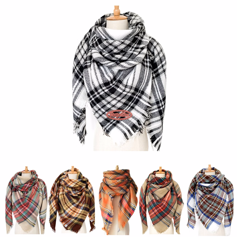 Luxurious Double-Sided Oversized Plaid Scarf for Fall/Winter