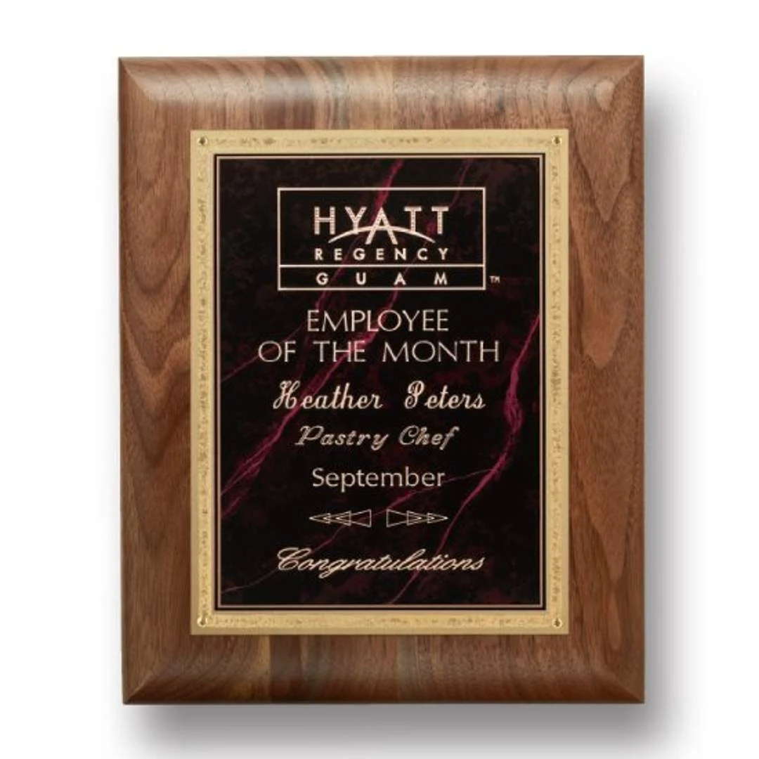 Gemstone Walnut Plaque - Walnut/Garnetine 1