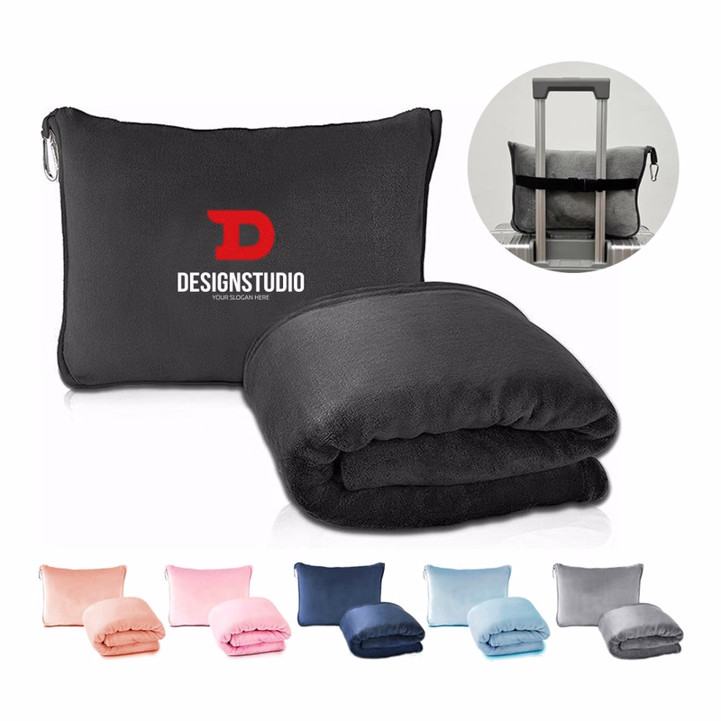 Ultra-Soft Travel Blanket Carry Case Attaches to Luggage