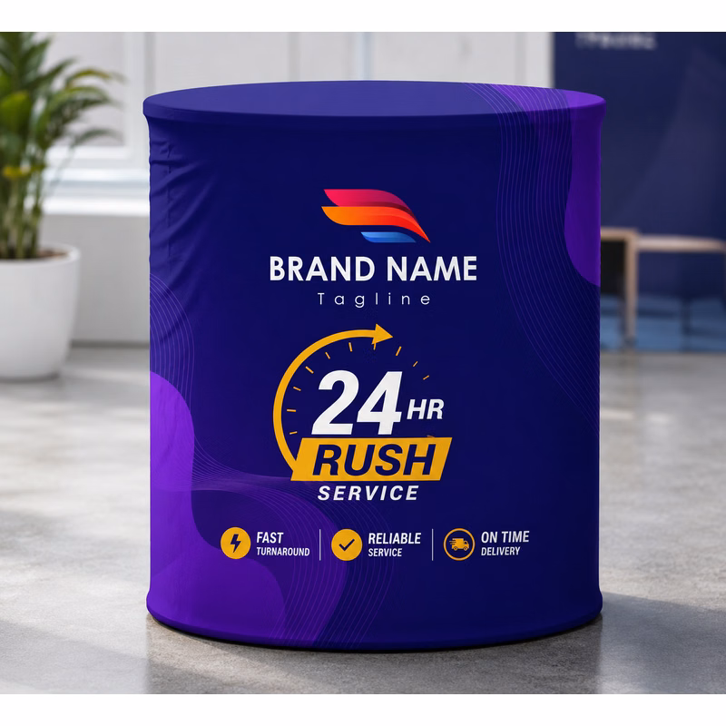 24Hr Rush - Round Fitted Table Cover (31.5" x 29")