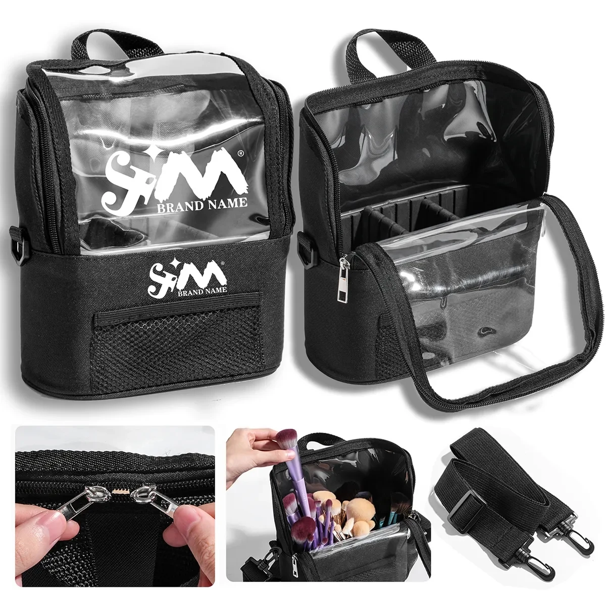 Large Waterproof Portable Travel Makeup Bag With Divider 1