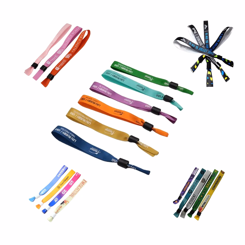 Disposable Fabric Bracelet Woven Full Color Wristbands MOQ50