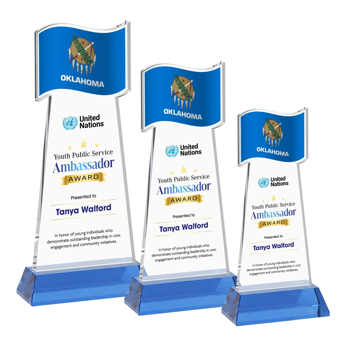 Flag VividPrint™ Award on Hartford Base - Sky Blue 1