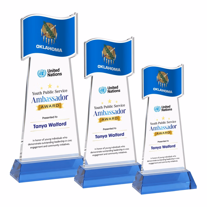 Flag VividPrint™ Award on Hartford Base - Sky Blue
