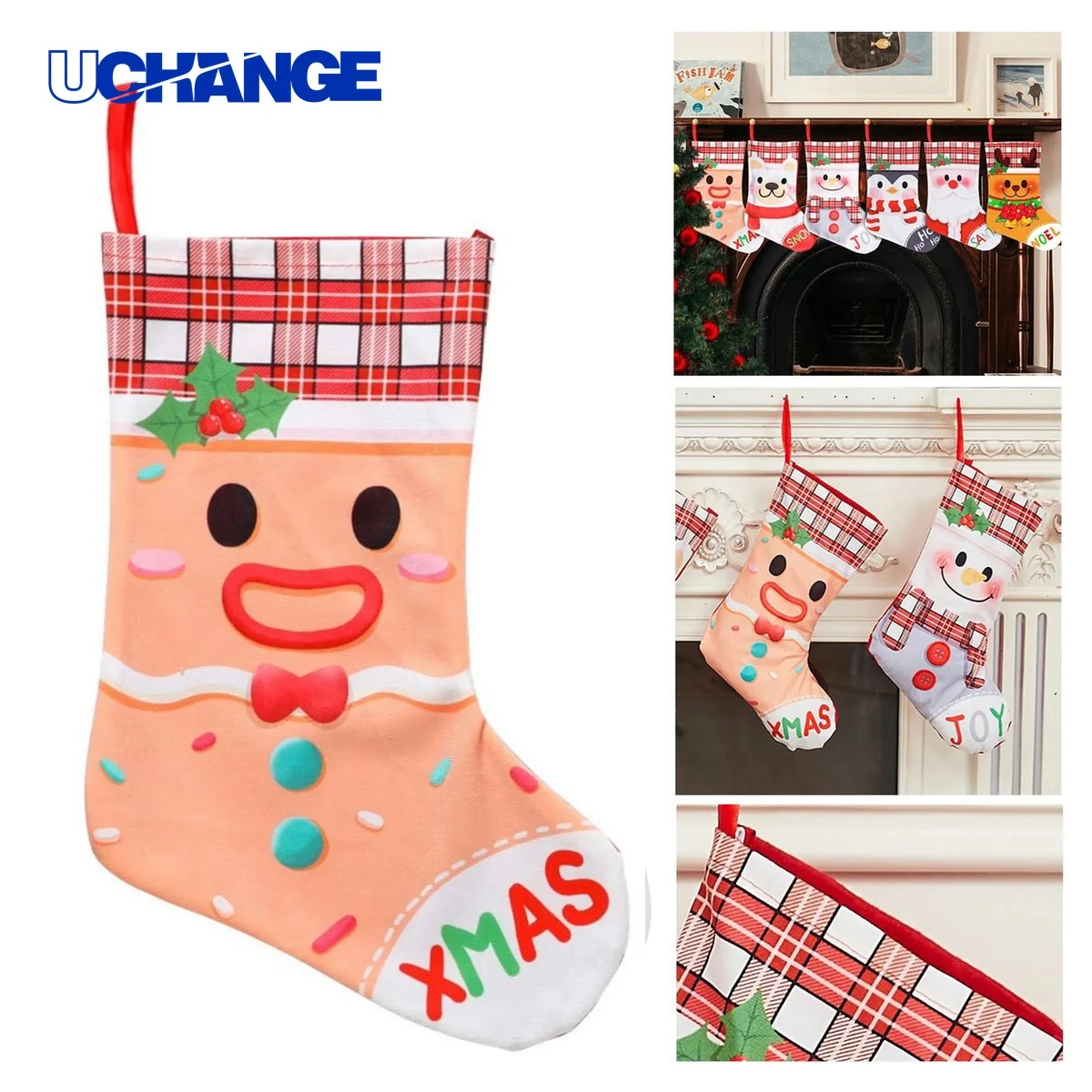Brushed Fabric Holiday Gift Stocking Decor for Holidays 1