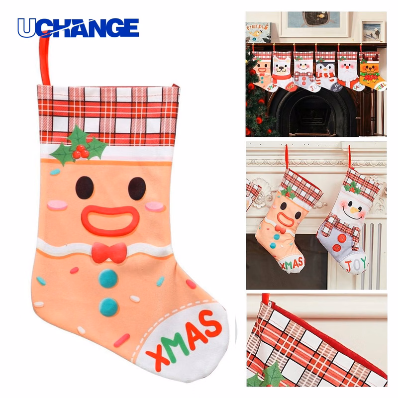 Brushed Fabric Holiday Gift Stocking Decor for Holidays