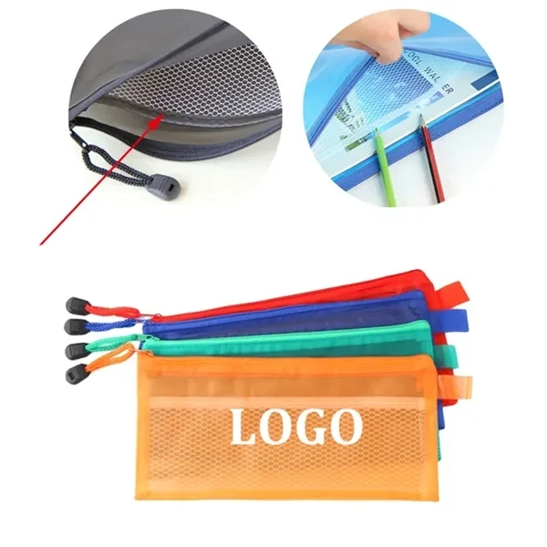Custom 9.25" Waterproof PVC Mesh Pouch — Pencil Case & Travel Organizer 1