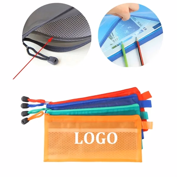 Custom 9.25" Waterproof PVC Mesh Pouch — Pencil Case & Travel Organizer