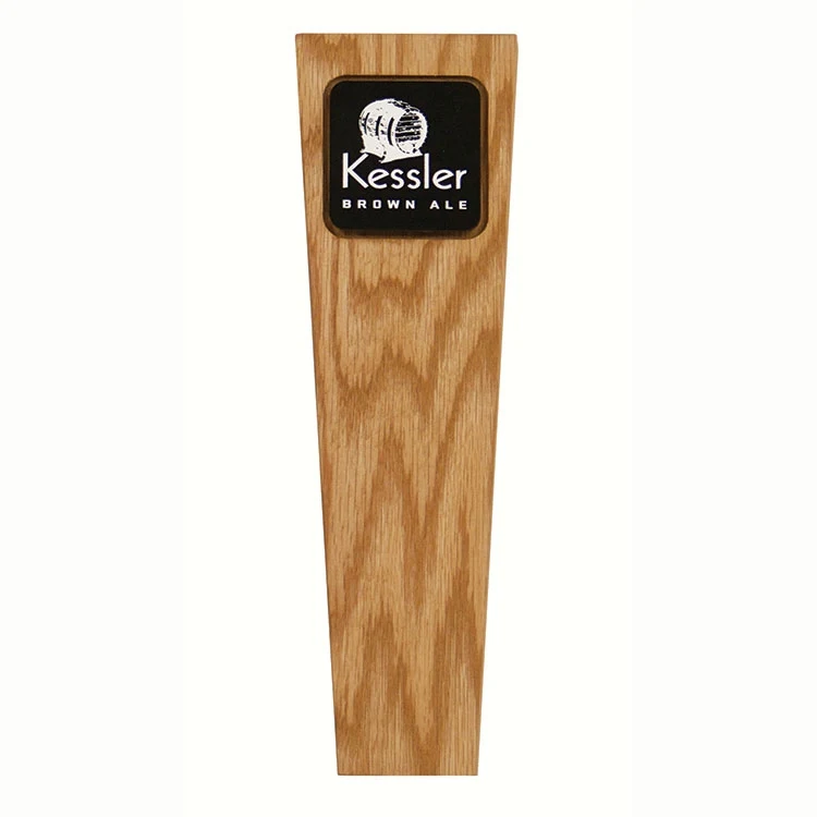 Wood Beer Tap with Raised Imprint Square - 11.25 x 3.3 x 0.75 1