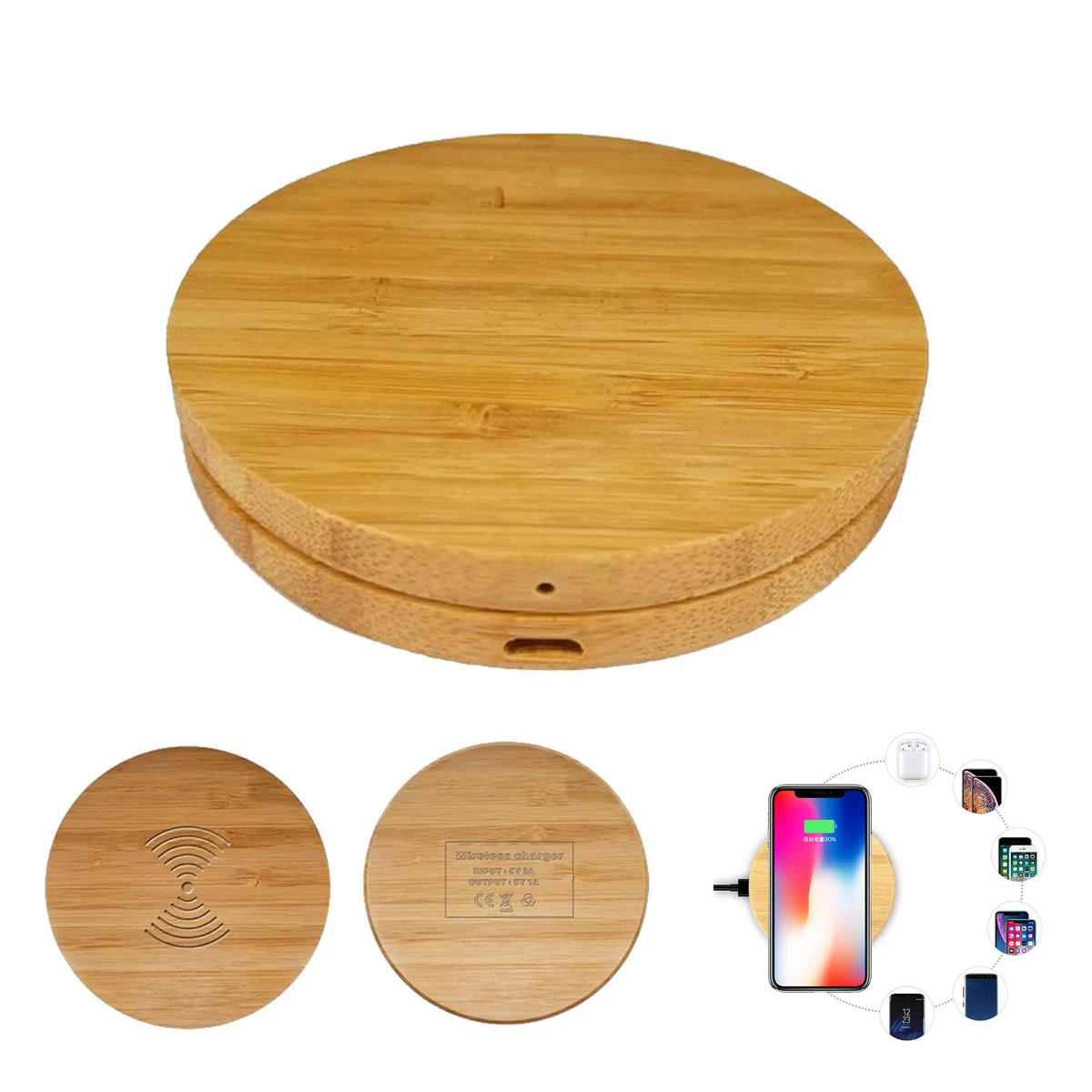 5W Round Bamboo Wireless Charger 1