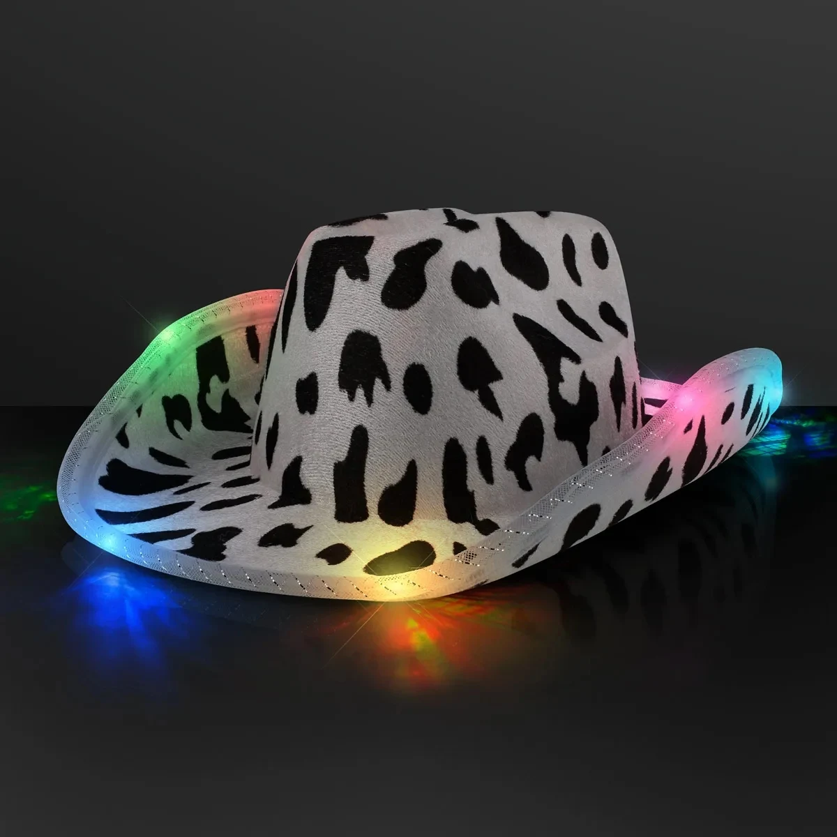 LED Cow Print Hat, Color-Change Cowgirl Hats 1
