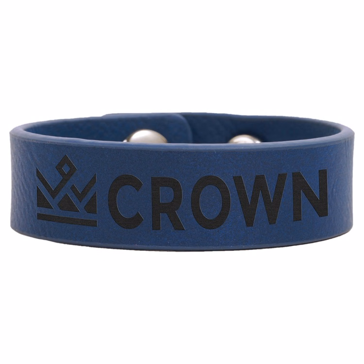 8 1/2" x 3/4" Blue/Black Leatherette Youth Cuff Bracelet
